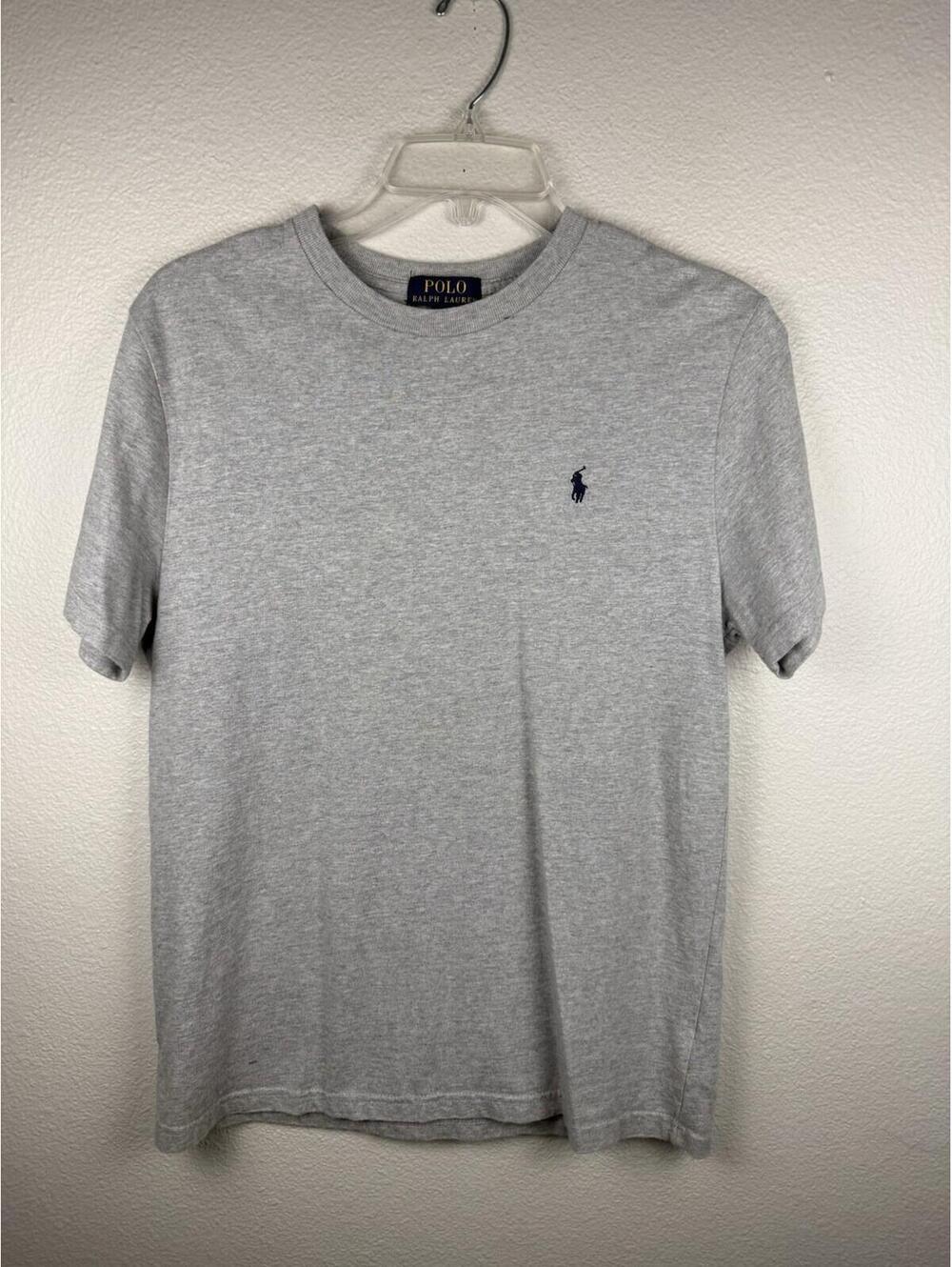 Polo Ralph Lauren Youth Large 14 16 Gray Pony Logo T Shirt Cotton Crew Neck